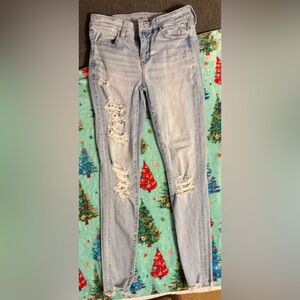 Light Blue Ripped Skinny Jeans for Women